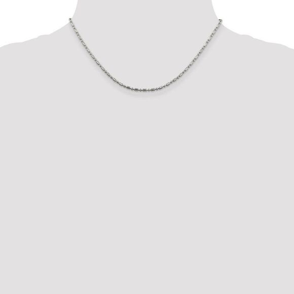 2mm Sterling Silver Fancy Beaded Chain Necklace, 16 Inch - Picture 2 of 8